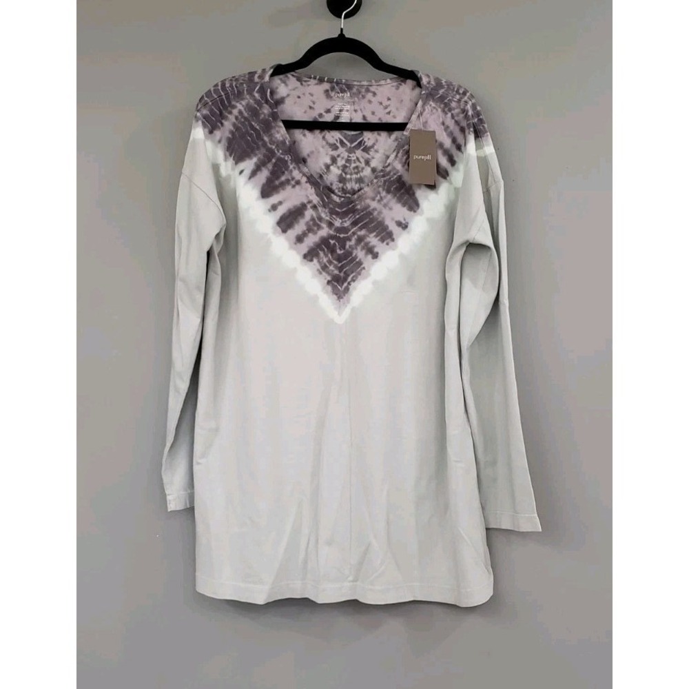 NEW J. Jill Tunic T-Shirt Pure Soft Relaxed Tie-Dye Long Sleev Smokey Mauve Boho